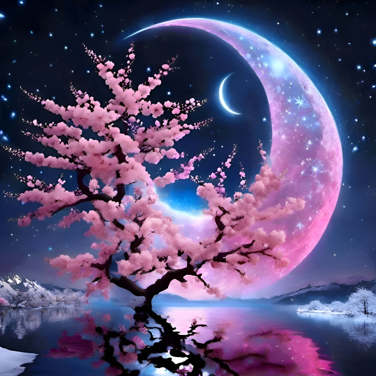 magical snowy sakura βοΈ πΈ snowy sakura moon βοΈ πΈπ