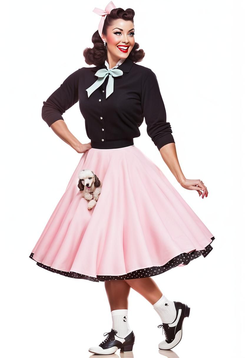 Vintage Pin Up Girl Dances in 1950s Gym