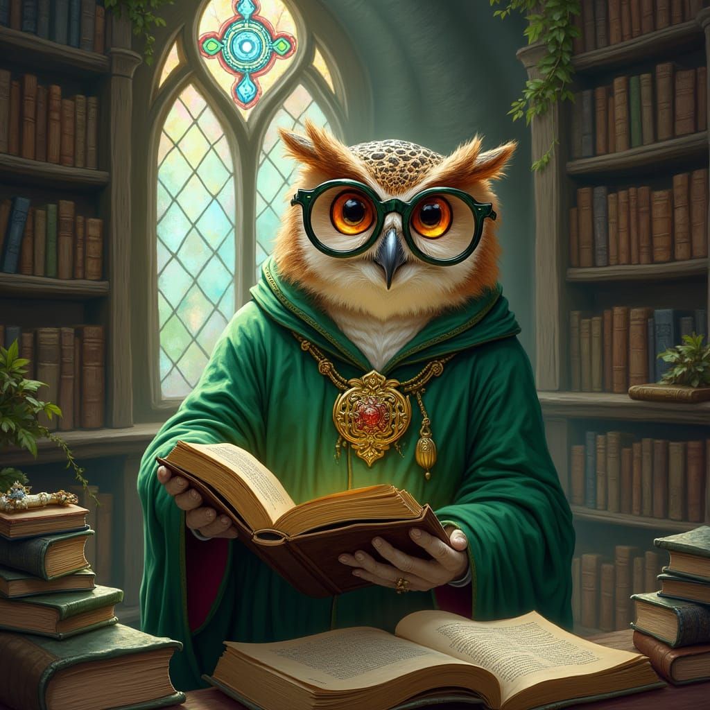 Wise Owl in Hidden Grove Library