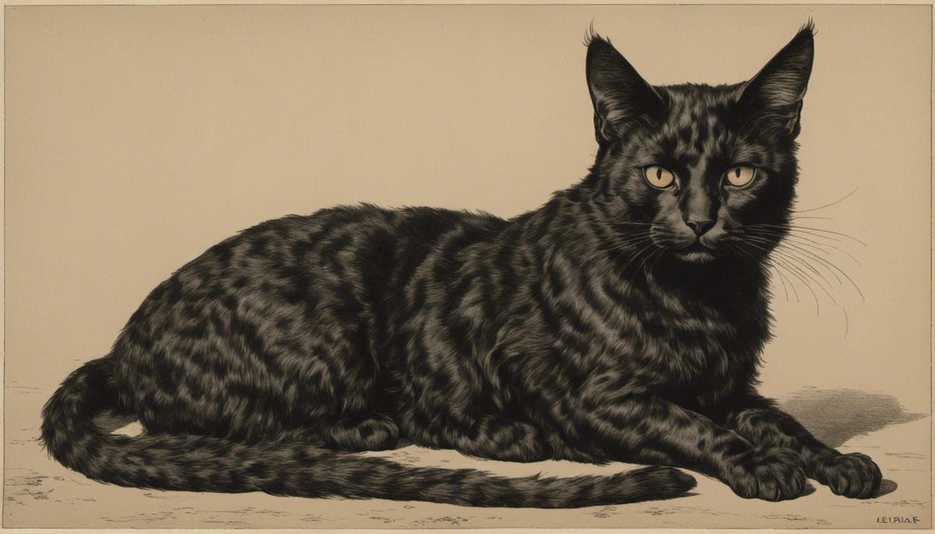 Elegant Black Cat in Vintage Style