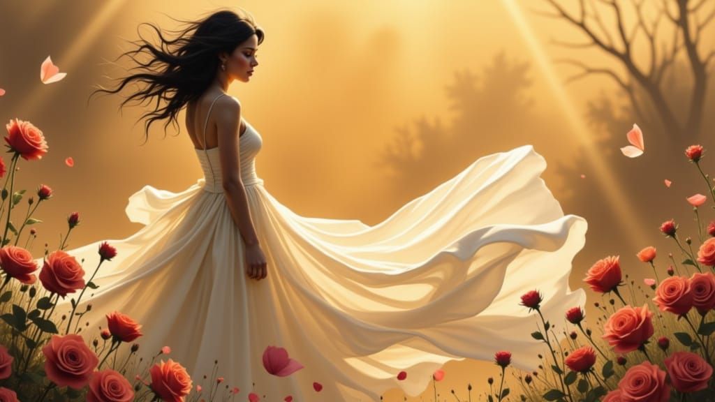 Woman in Contemplation Amidst Dawn's Light