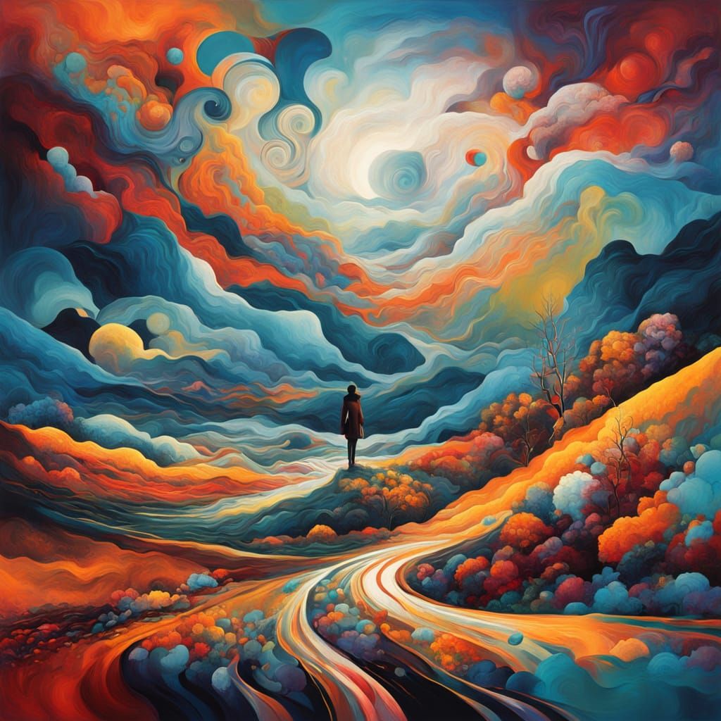 Abstract Human Figure in Surreal Landscape