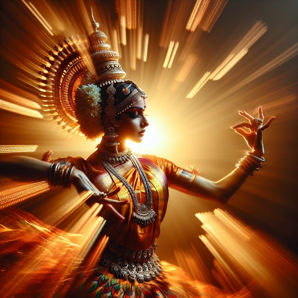Ethereal Bharatanatyam Dancer in Stroboscopic Motion