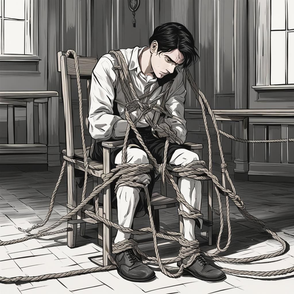 Young Man Bound to Chair