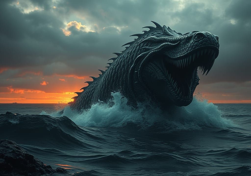 Leviathan Emerges from the Deep: Dark Fantasy Art