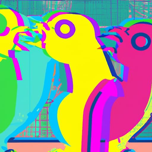 Pet Store Birds in Pop Art Style