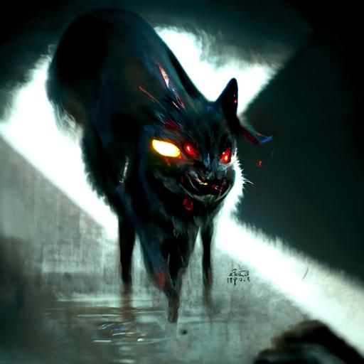 Sinister Demon Cat Digital Rendering