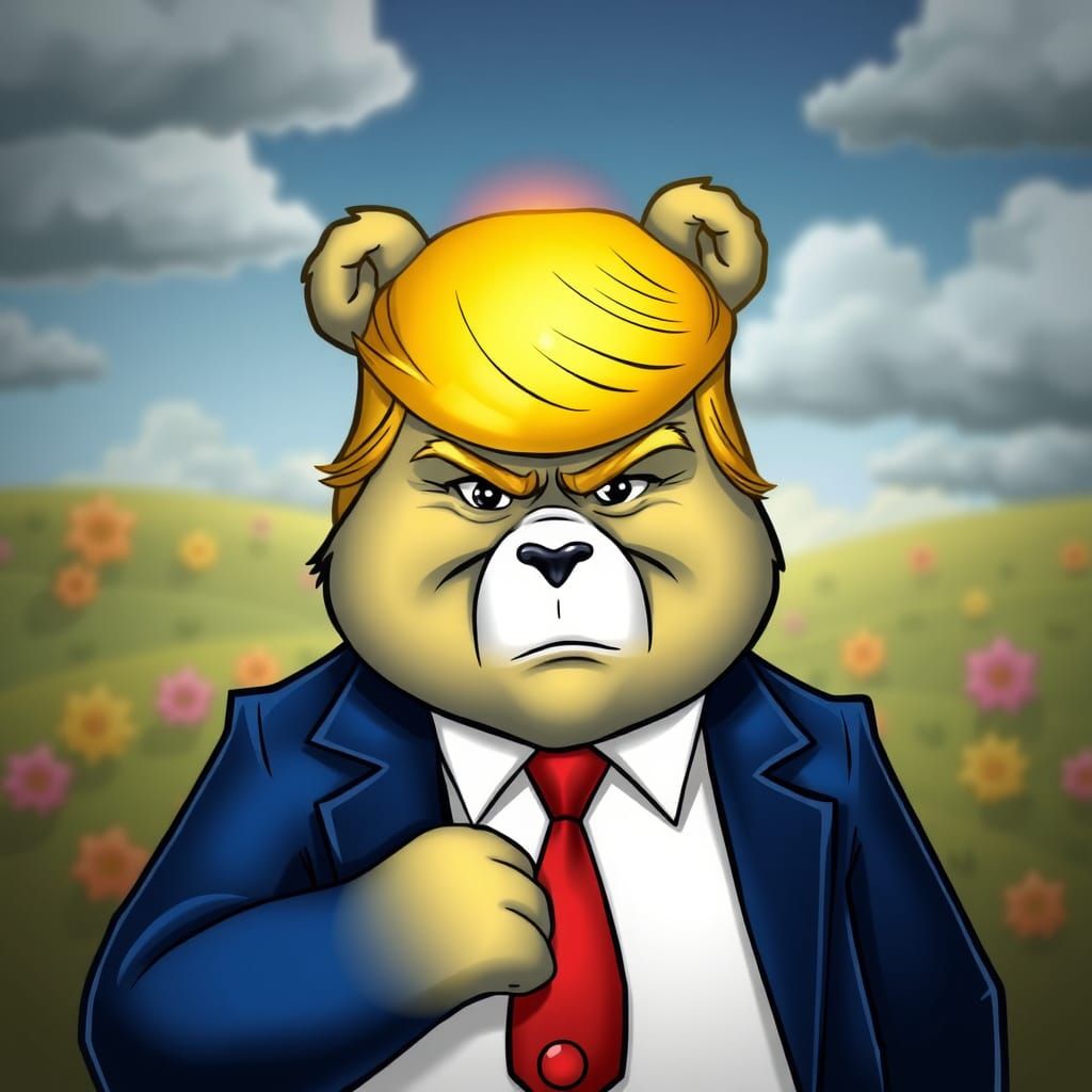 Grumpy Bear as Donald Trump in Care Bears Style
