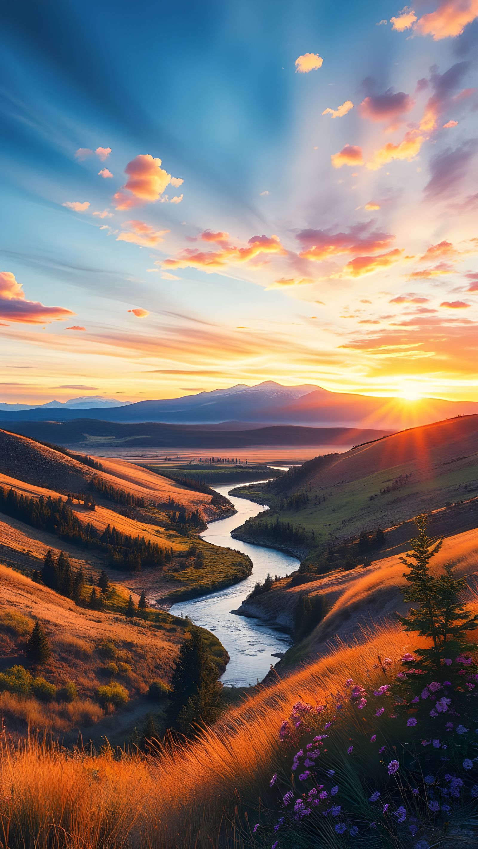 Surreal Rocky Landscape at Sunset