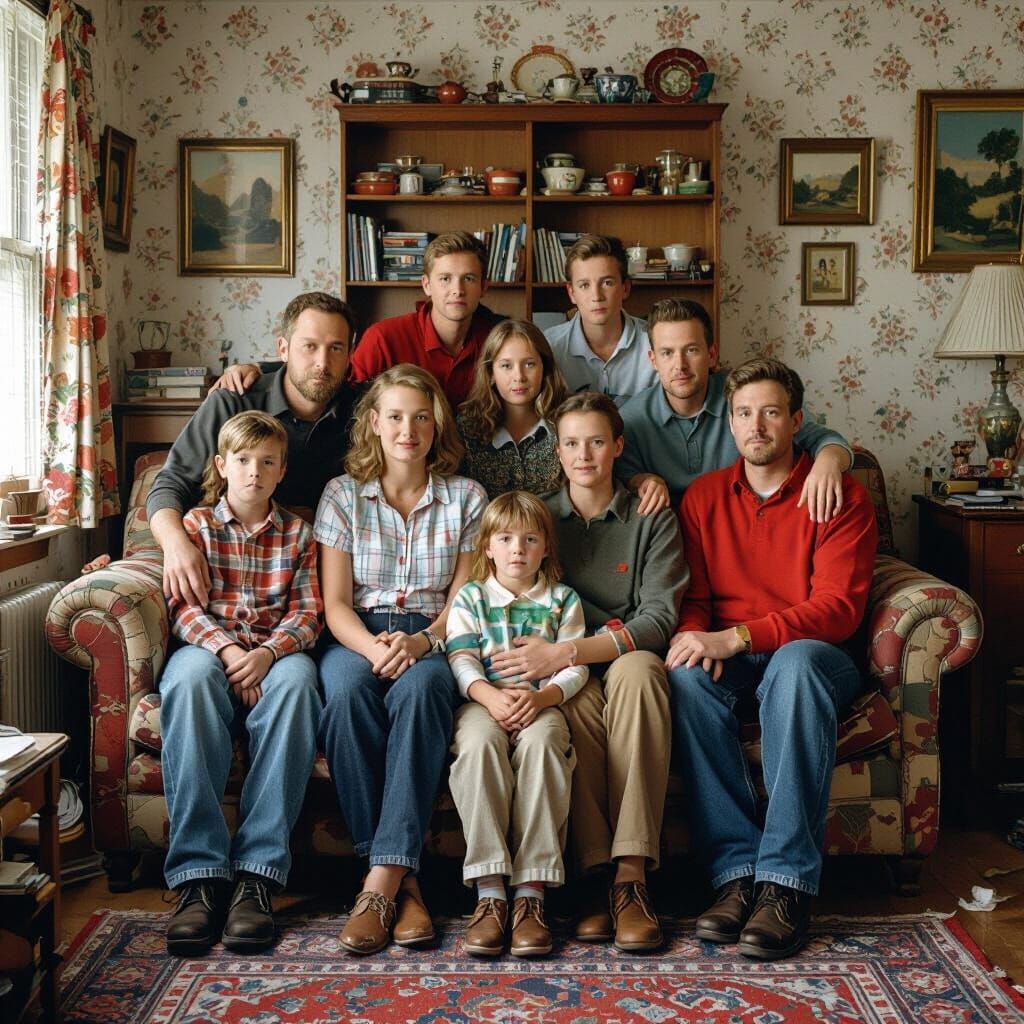 Nostalgic Family Portrait in Rockwell Style