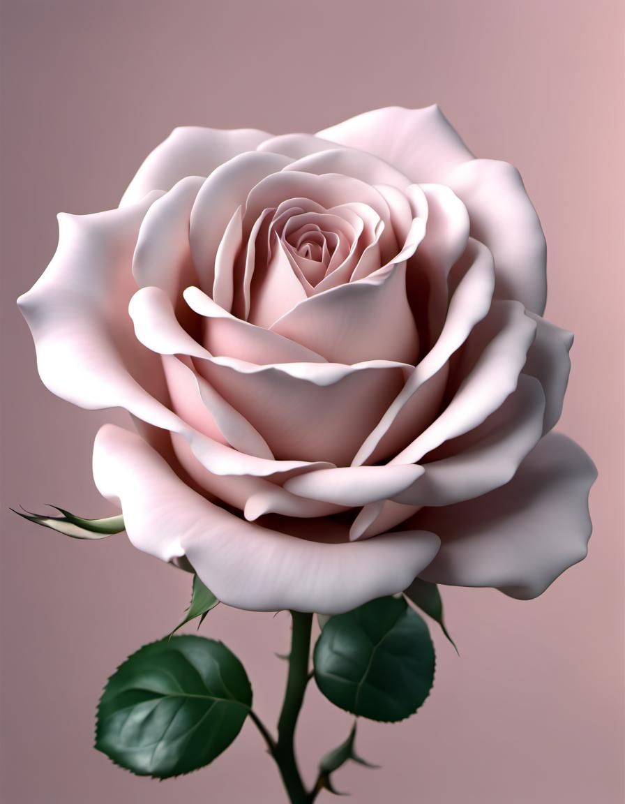 Pale Pink Rose in 3D Rendering