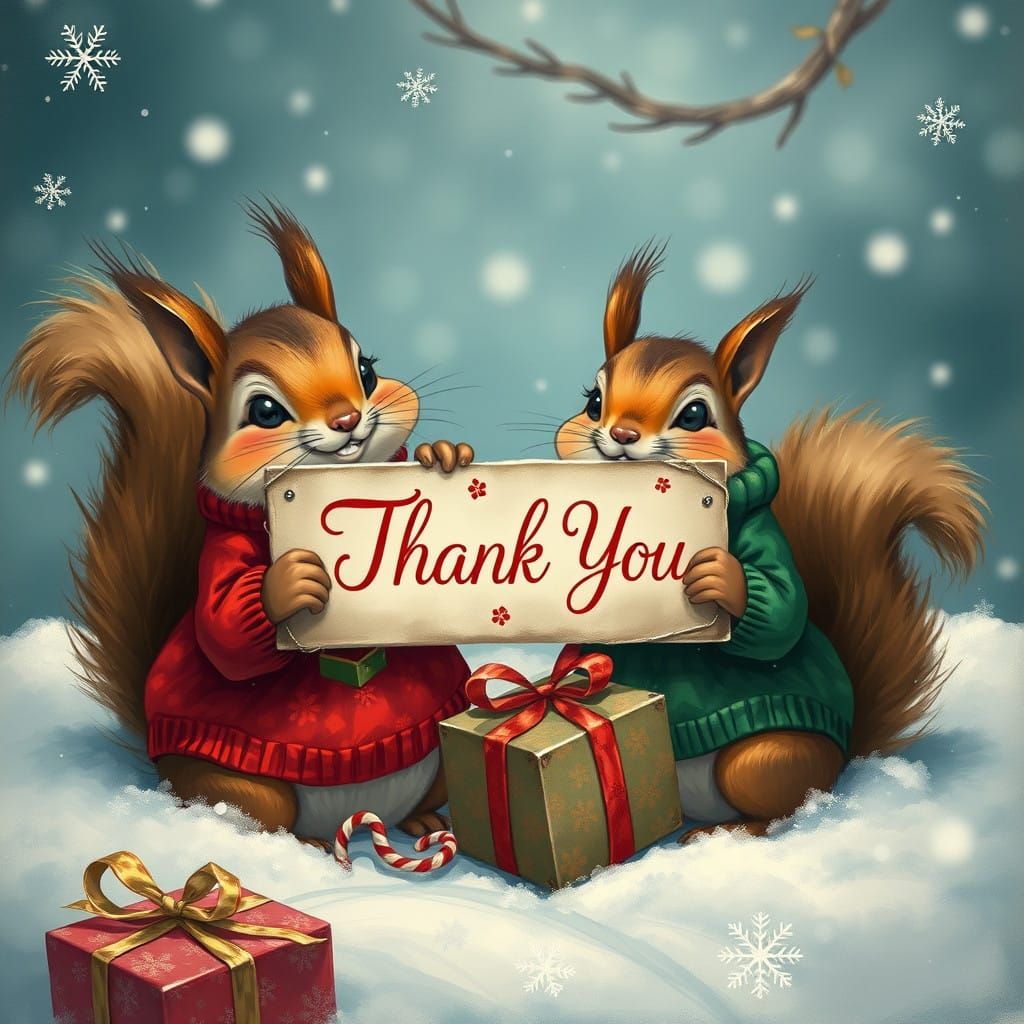 Whimsical Christmas Squirrels in Festive Sweaters