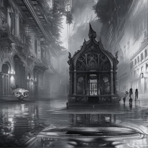 Reflecting Teardrop in Digital Charcoal Art