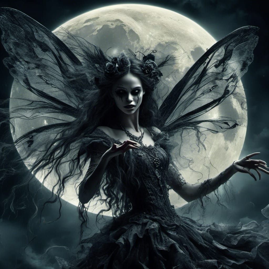 Dark Fairy Dancing Beneath the Moonlight
