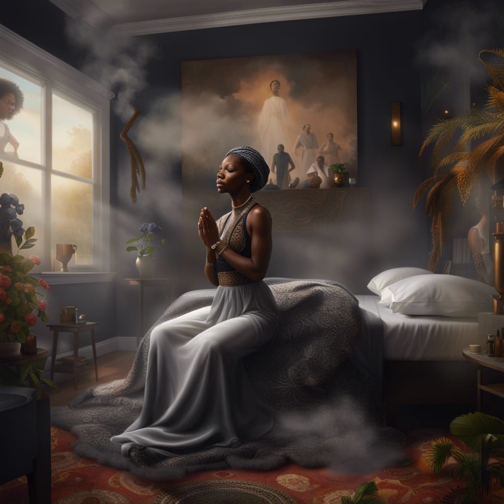 Bedroom Prayer: An Oil Painting in 4K Ultra