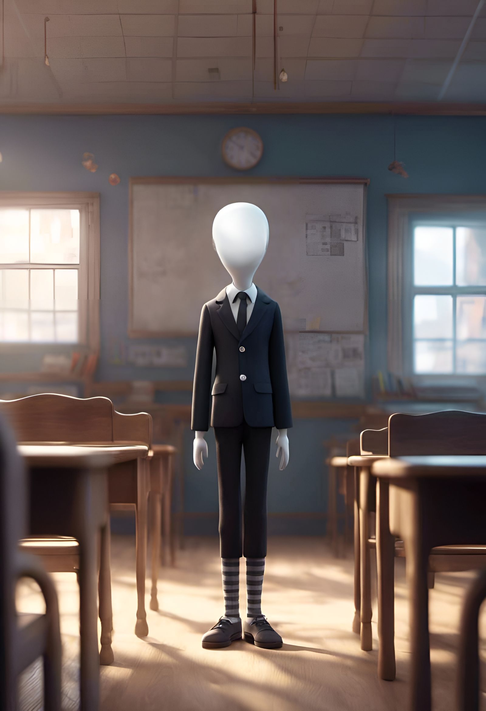 Ethereal Photorealistic Figure with Blank Face