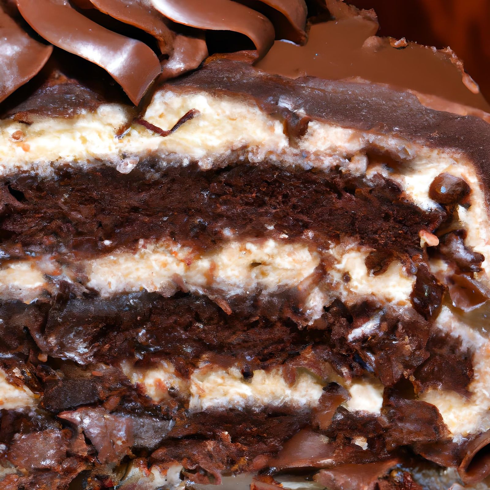 Decadent Chocolate Cake with Shavings and Icing