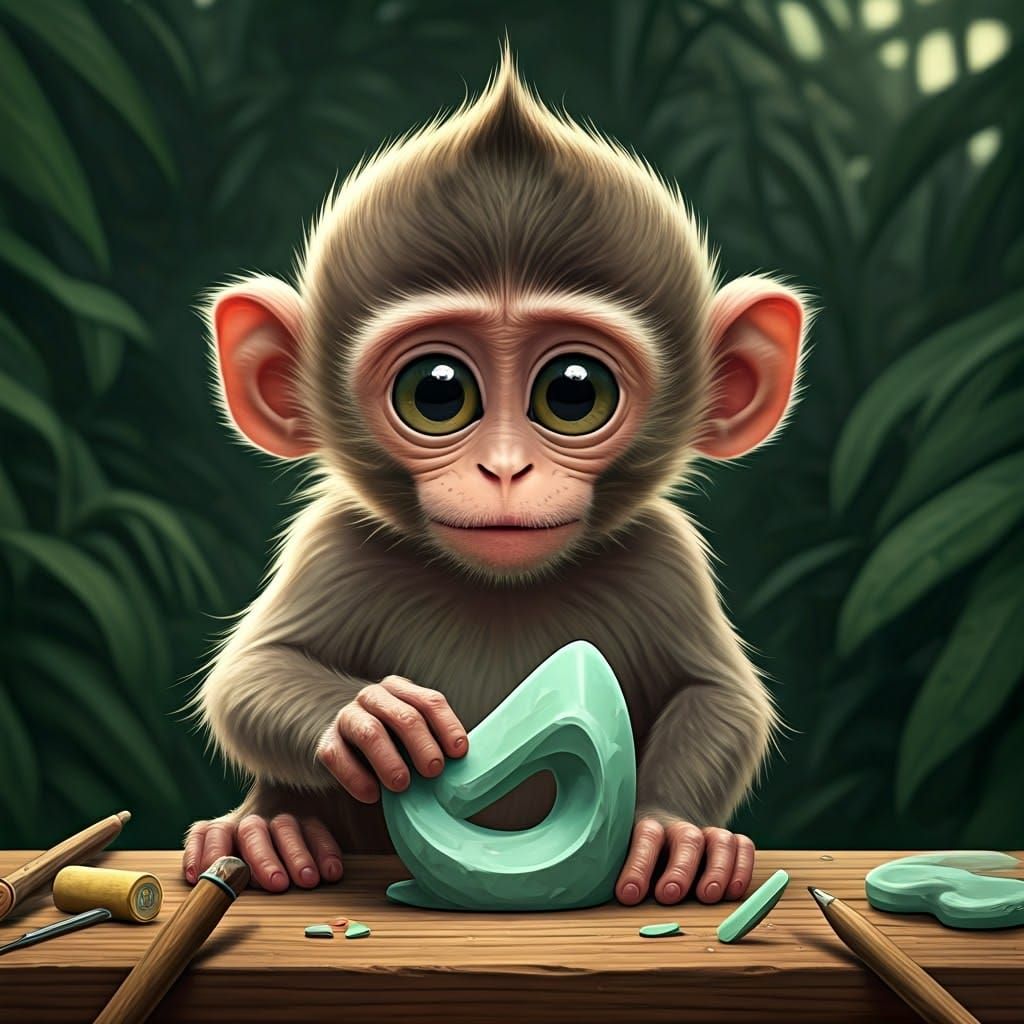 Whimsical Jungle Monkey Creates Abstract Masterpiece