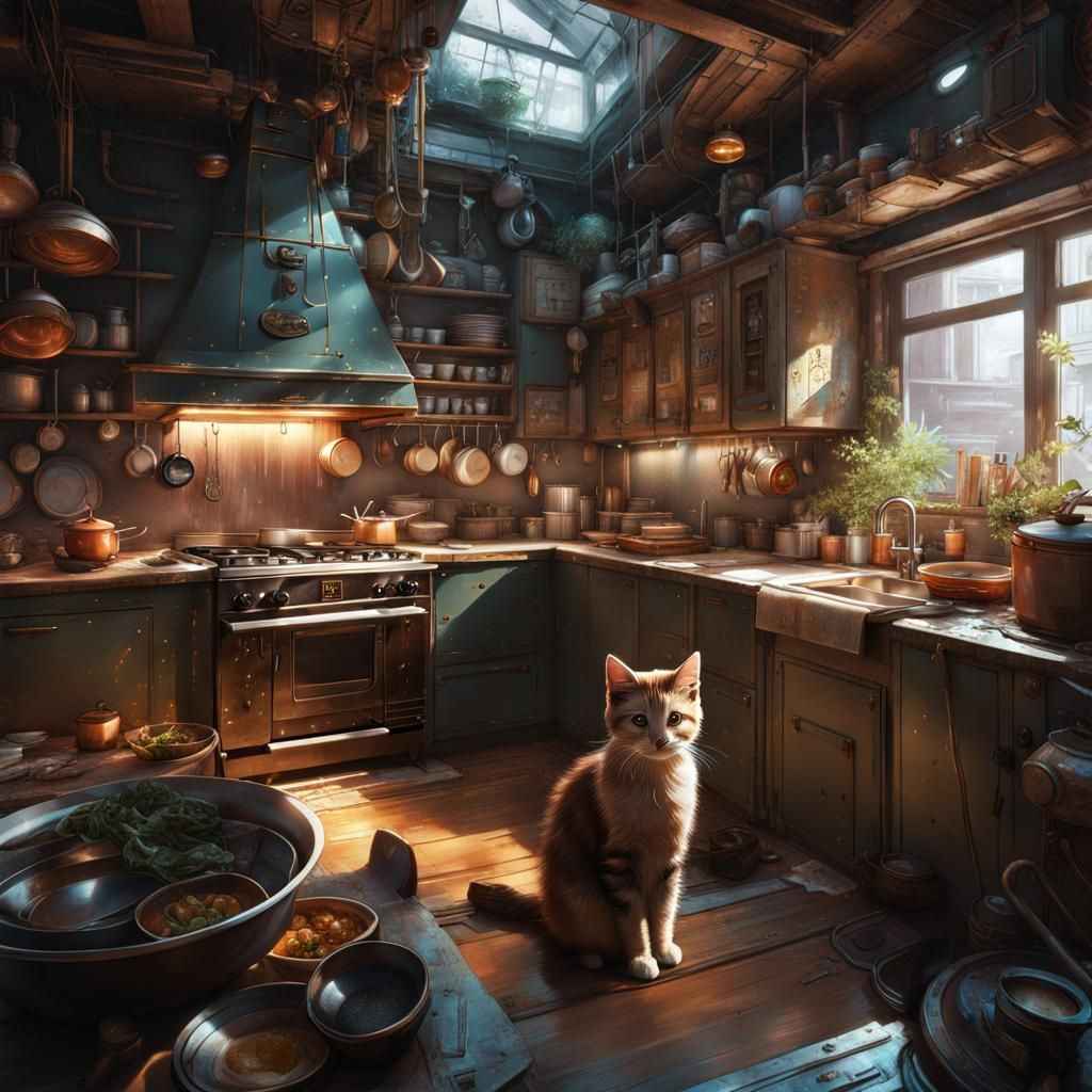 Cosmic Kitten in Dieselpunk Kitchen
