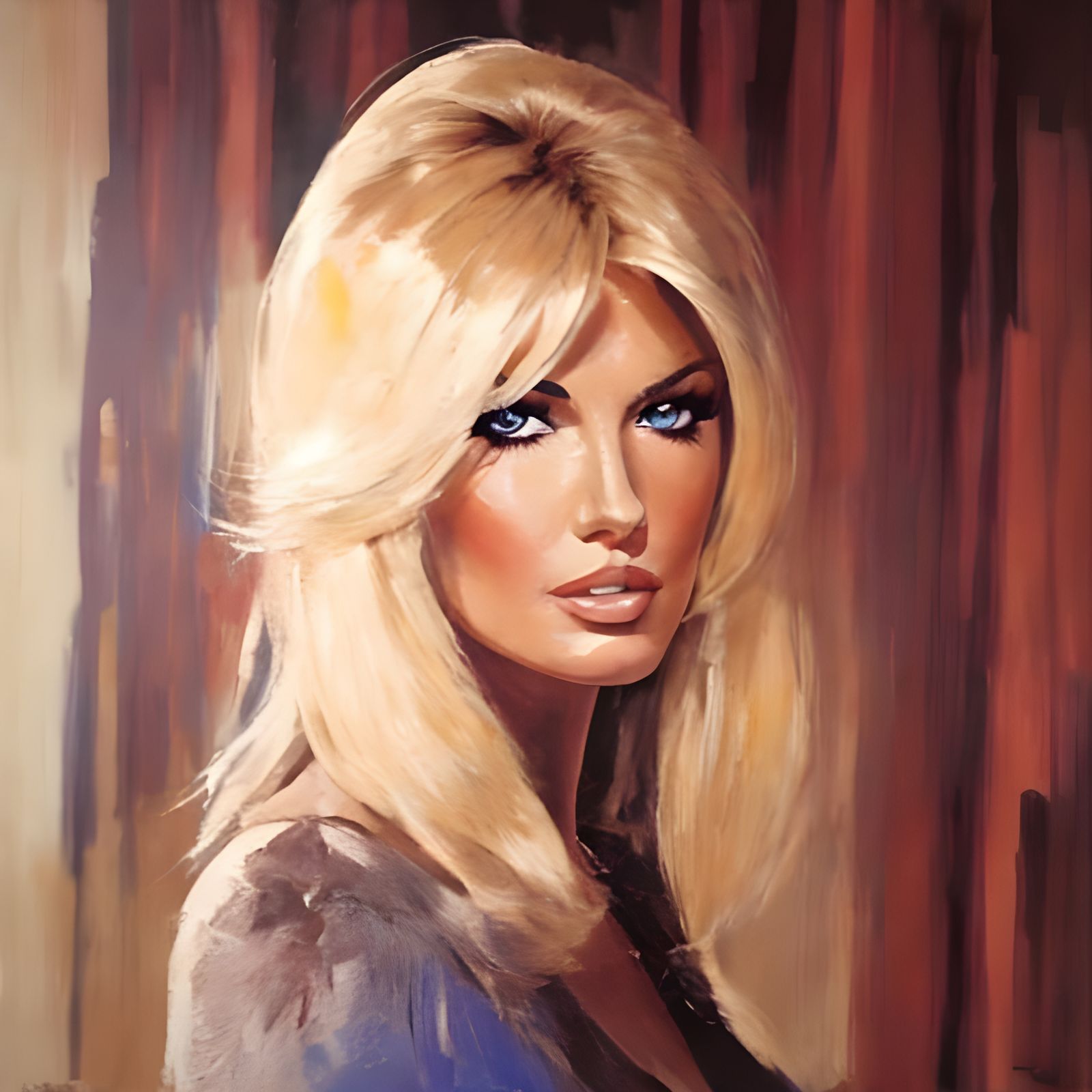 Abstract Brutalist Impasto Portrait of Blonde Woman