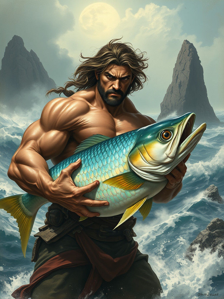 Seafarer Captures Iridescent Fish in Stormy Seas