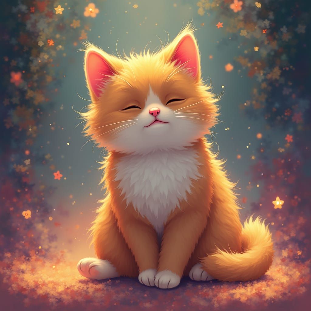 Fluffy Cat in Dreamy, Whimsical Style