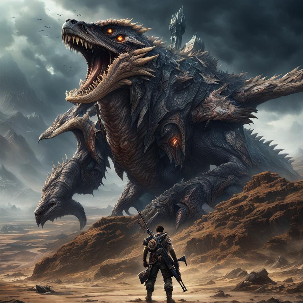 Epic Monster Hunter Sniper in Digital Matte Painting