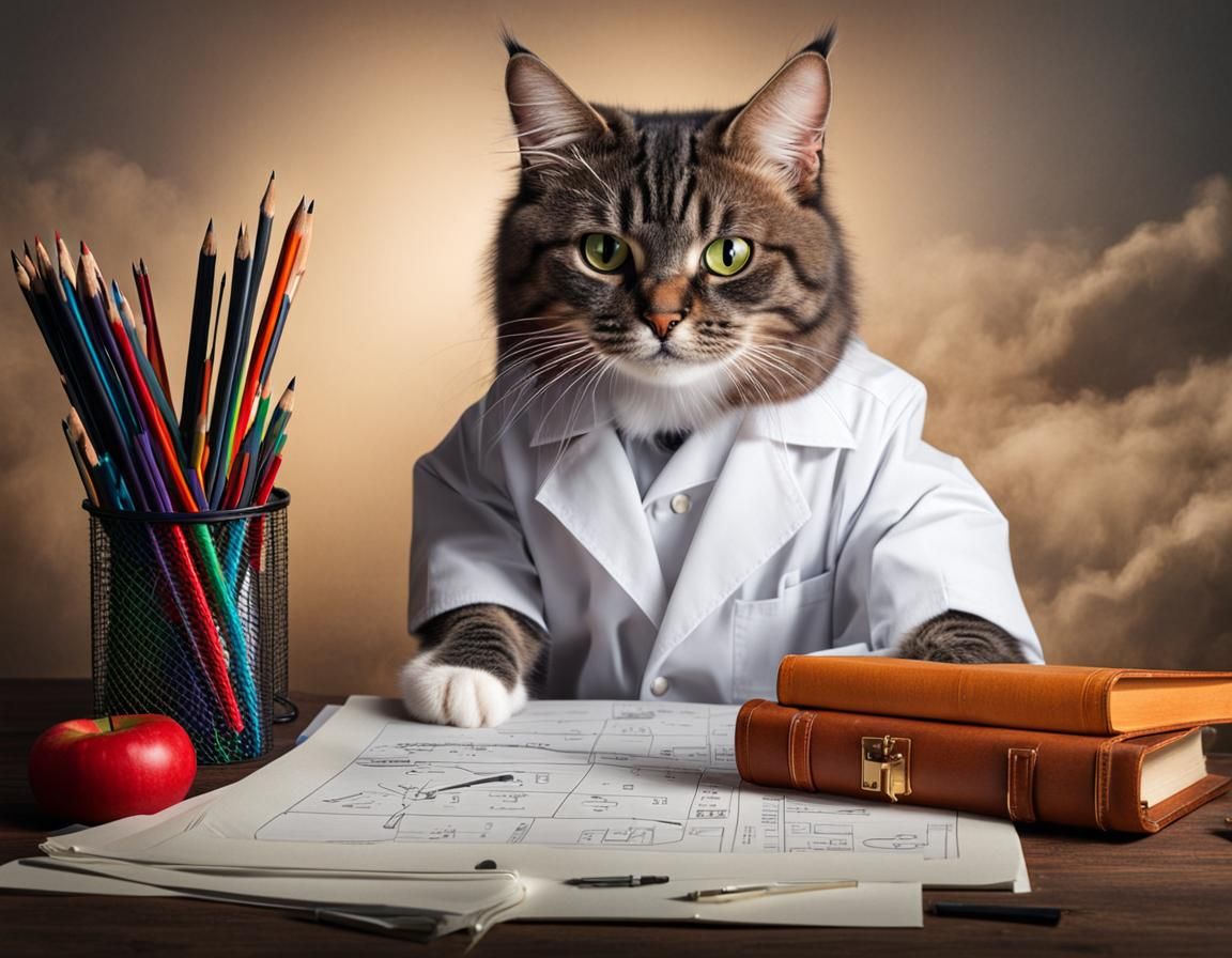 Mad Scientist Cat Plans World Domination