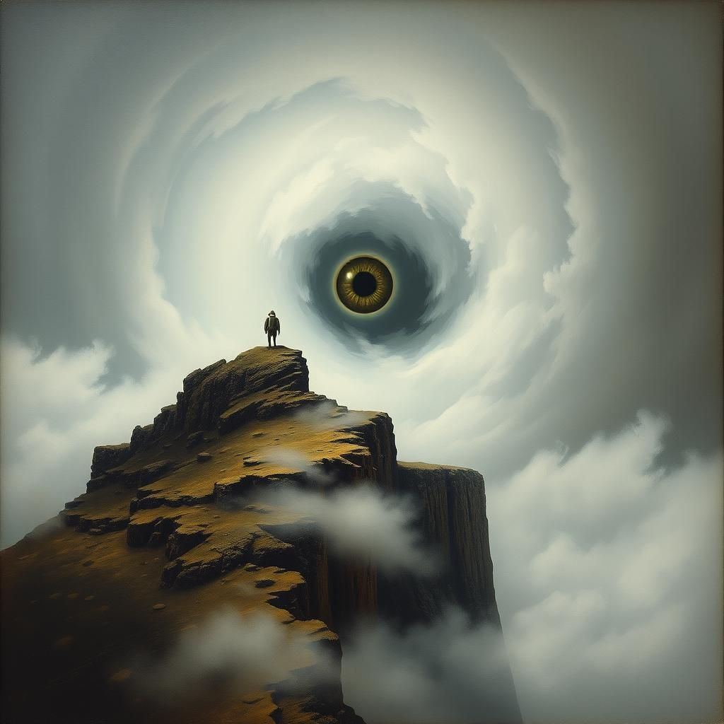 Surreal Eyeball on Cliff Top, Dreamlike Art