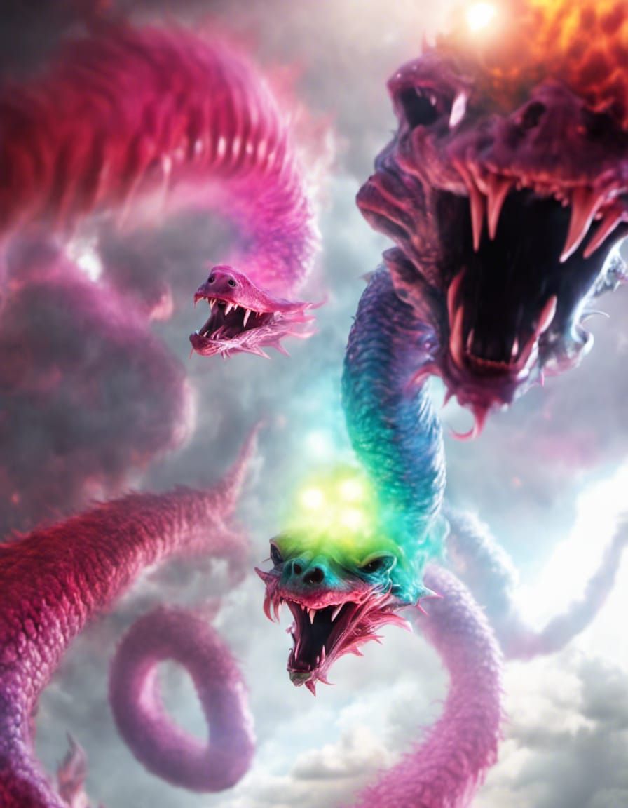 Terrifying Multiheaded Hydra in CGI Diorama