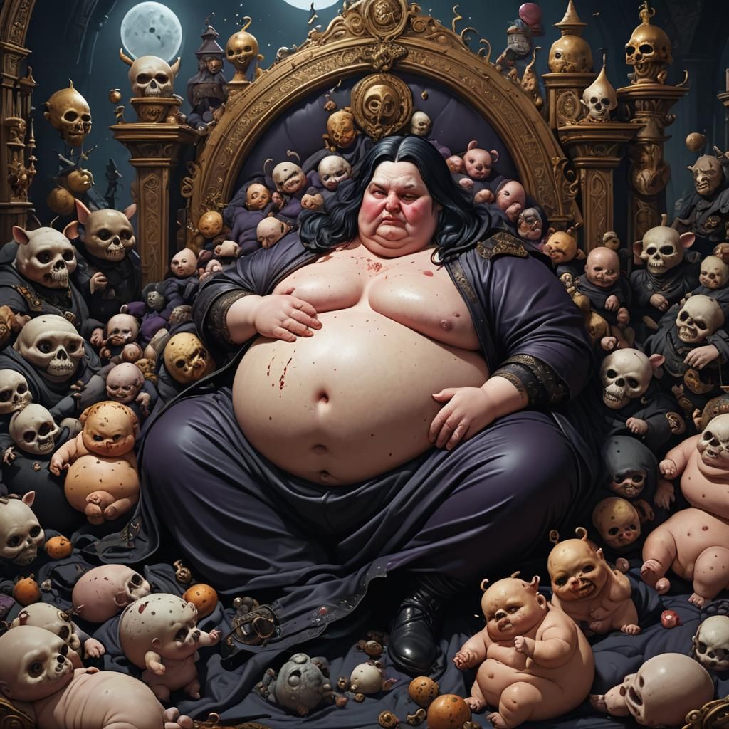 Gothic Mother Breastfeeding Giant Babies: Detailed Matte Pai...