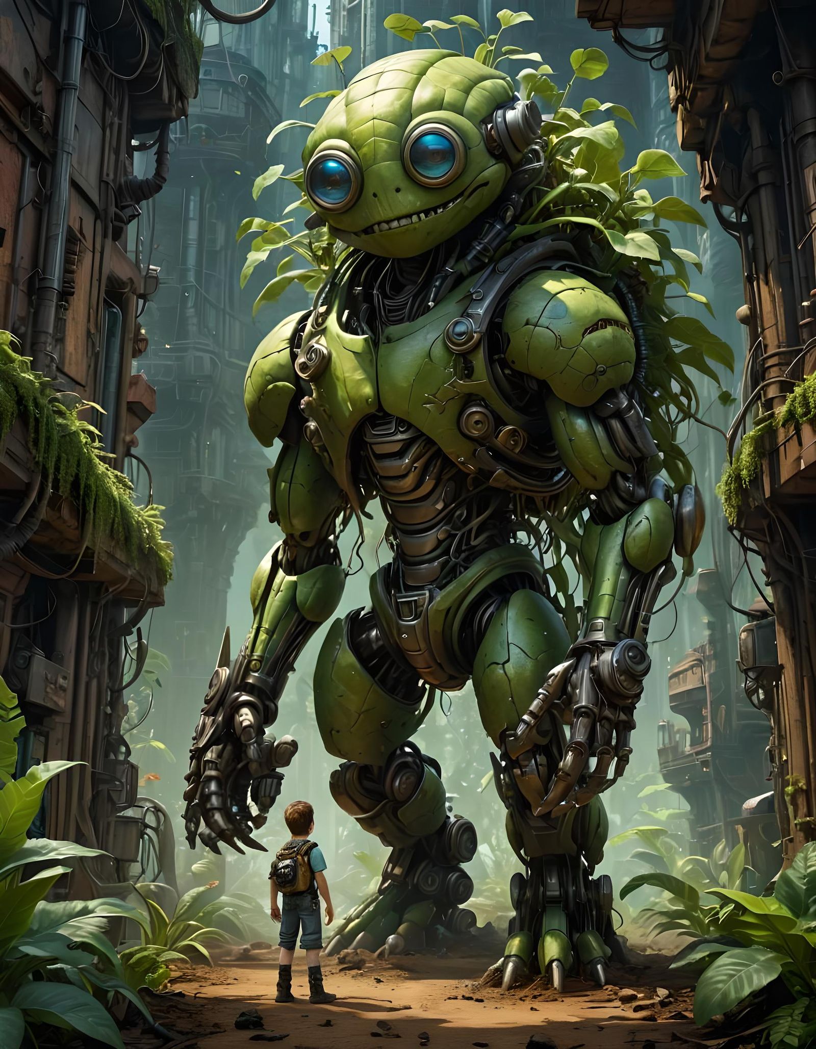 Biopunk Giant and Jack in Cyberpunk Style