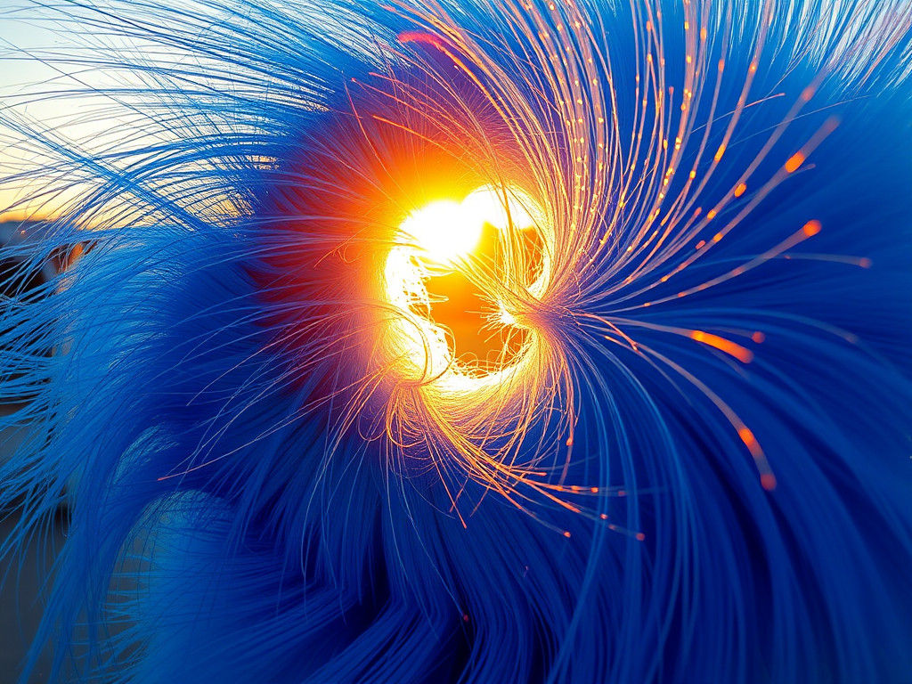 Vibrant Abstract Weasel in Blue and Silver