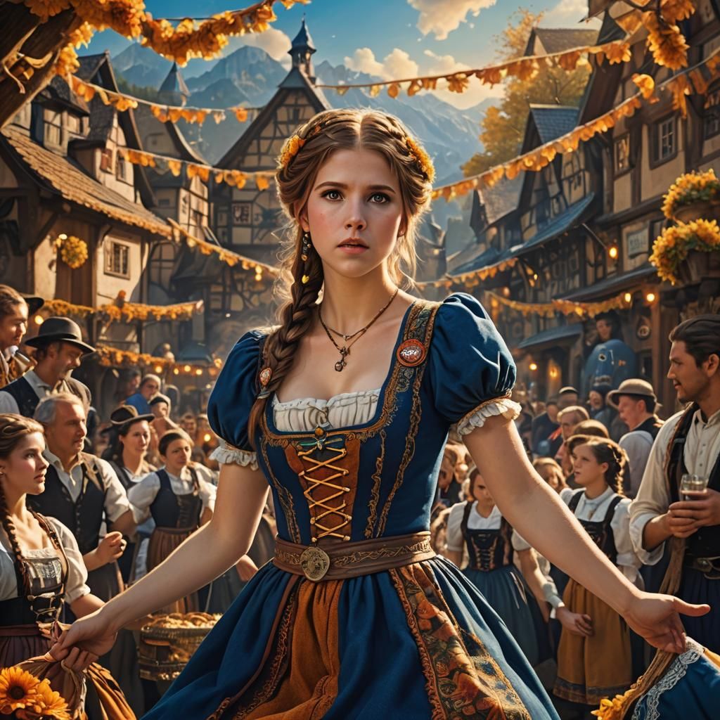 Oktoberfest Fantasy: Woman in Braids, Digital Art