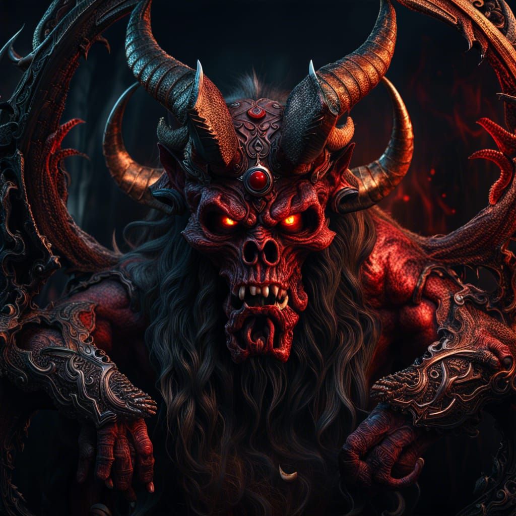 Hyperrealistic Redneck Demon from Hell in HDR