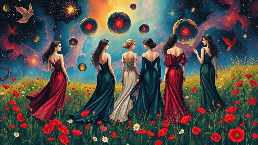 Women in a blooming meadow
