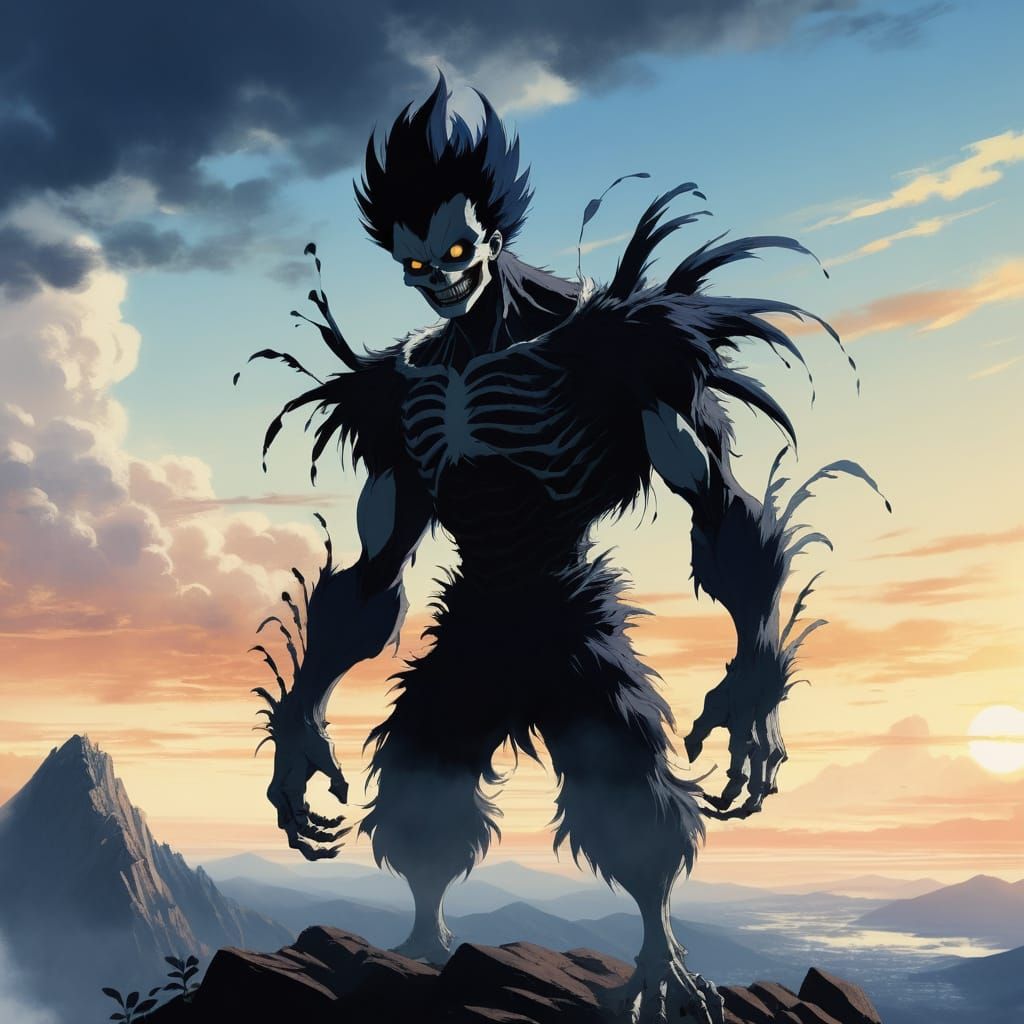 Ryuk on Mountain: Shinkai Anime-Style Scene