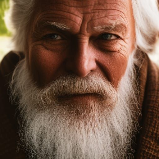 Photorealistic Portrait of an Old Man with White Hair