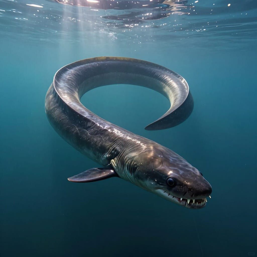 Giant Rubber Eel Lurking in Deep Lake