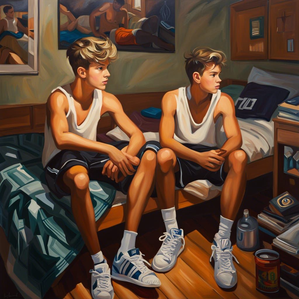 College Dorm Portrait in Oil Painting Style