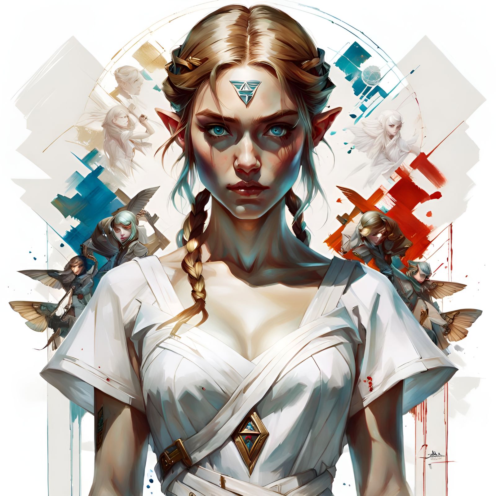 Hyperrealistic Portrait of Zelda in White Dress