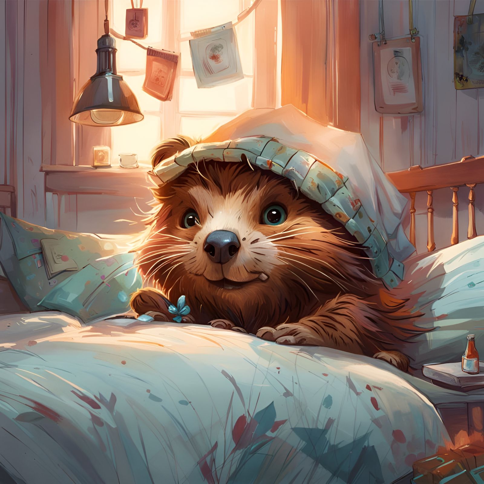 Sad Beaver Portrait in Pixar Style