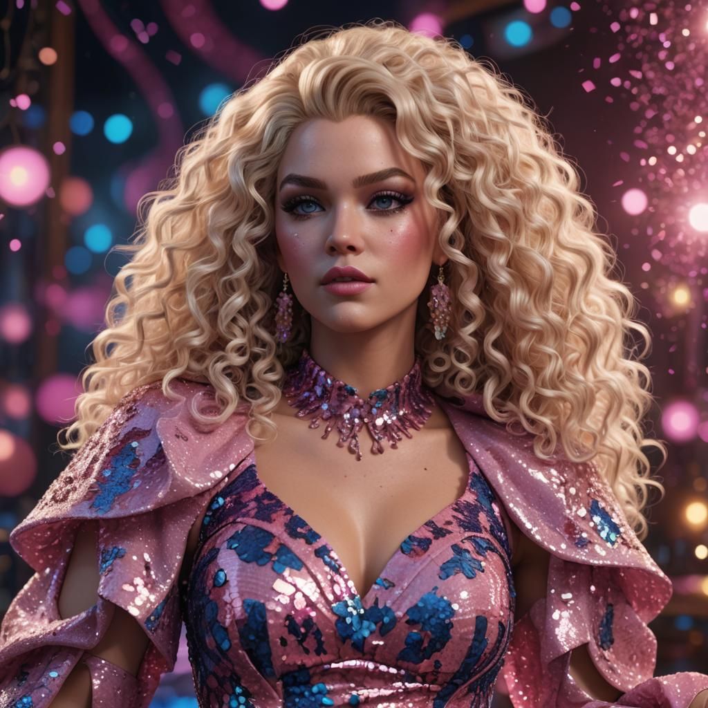 Glamorous Lounge Singer in Detailed Matte Painting