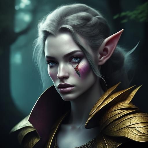 Fantasy Elf Ranger Portrait in Digital Painting Style