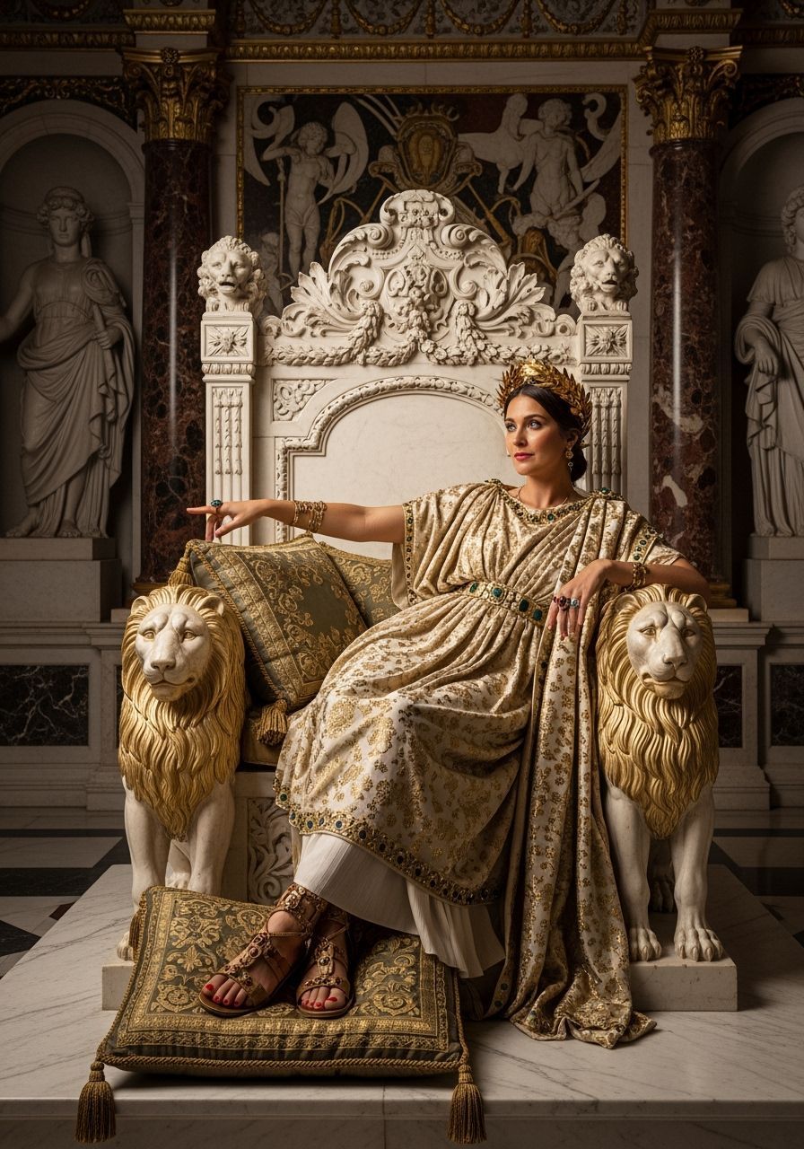 Roman Empress on Throne, Royal Palace Setting