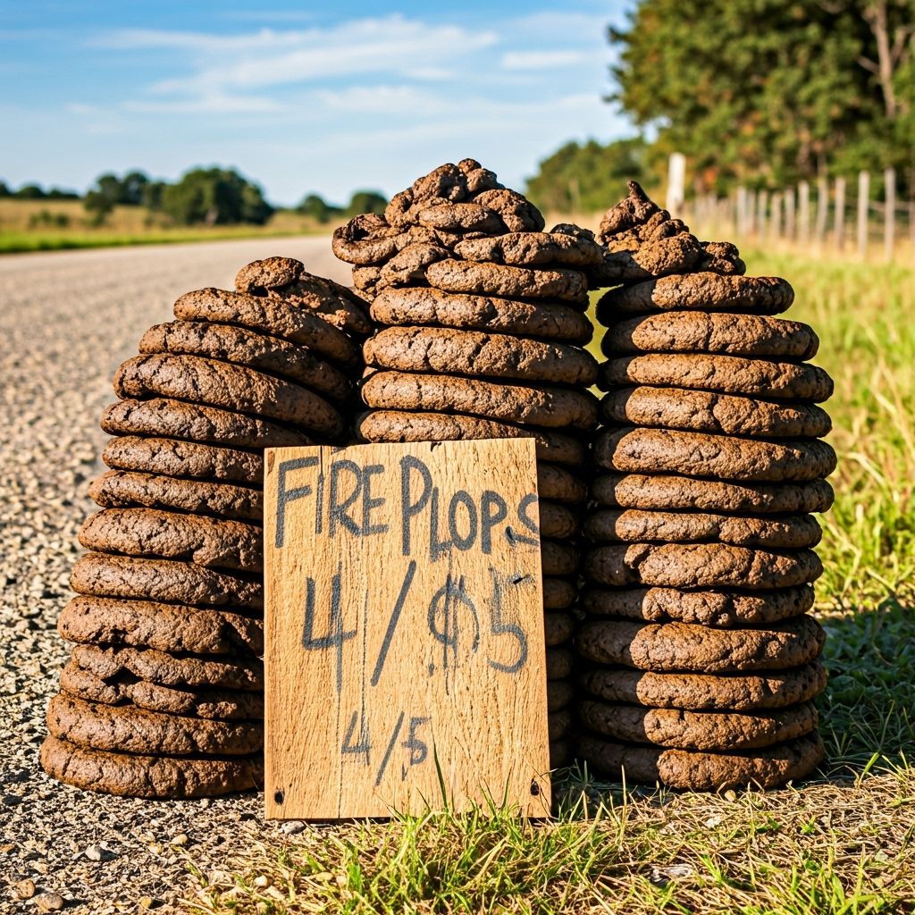 Humorous Roadside Sign Advertising Cow Manure