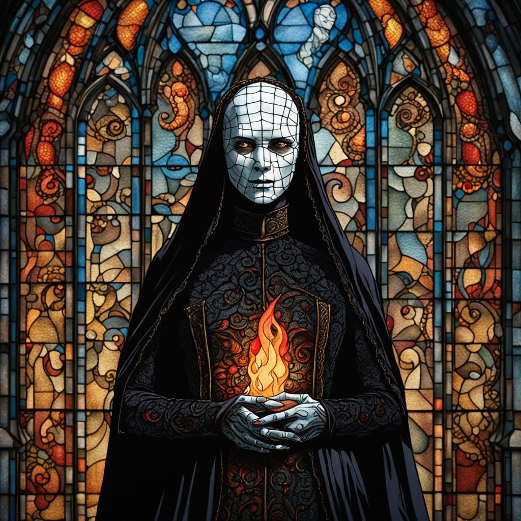 Hellraiser's Pinhead Bride in a Dramatic Digital Painting