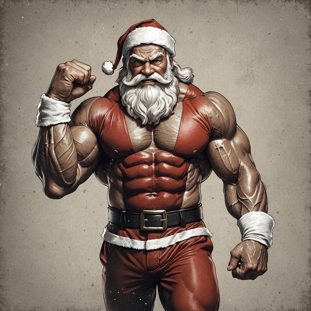 Muscular Santa Claus Digital Art