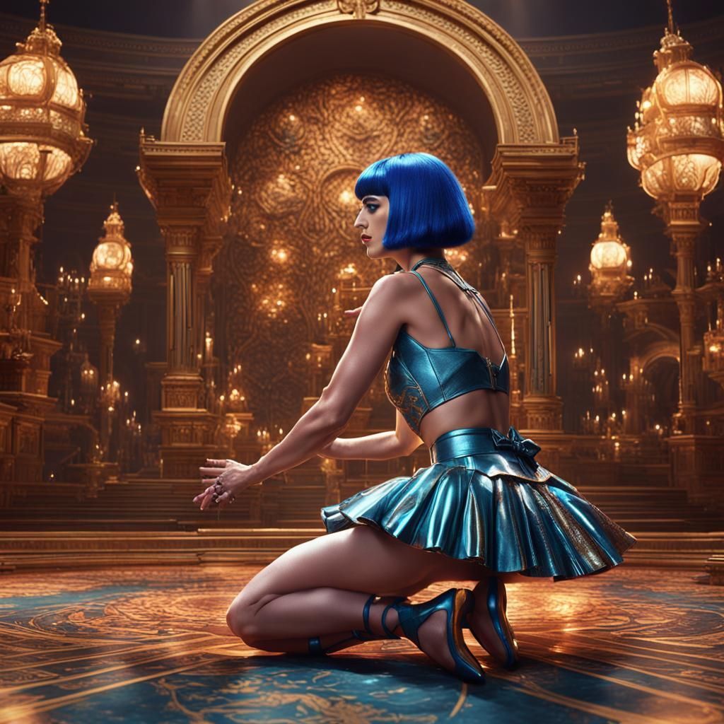 Katy Perry in Micro Mini Skirt, Detailed Matte Painting