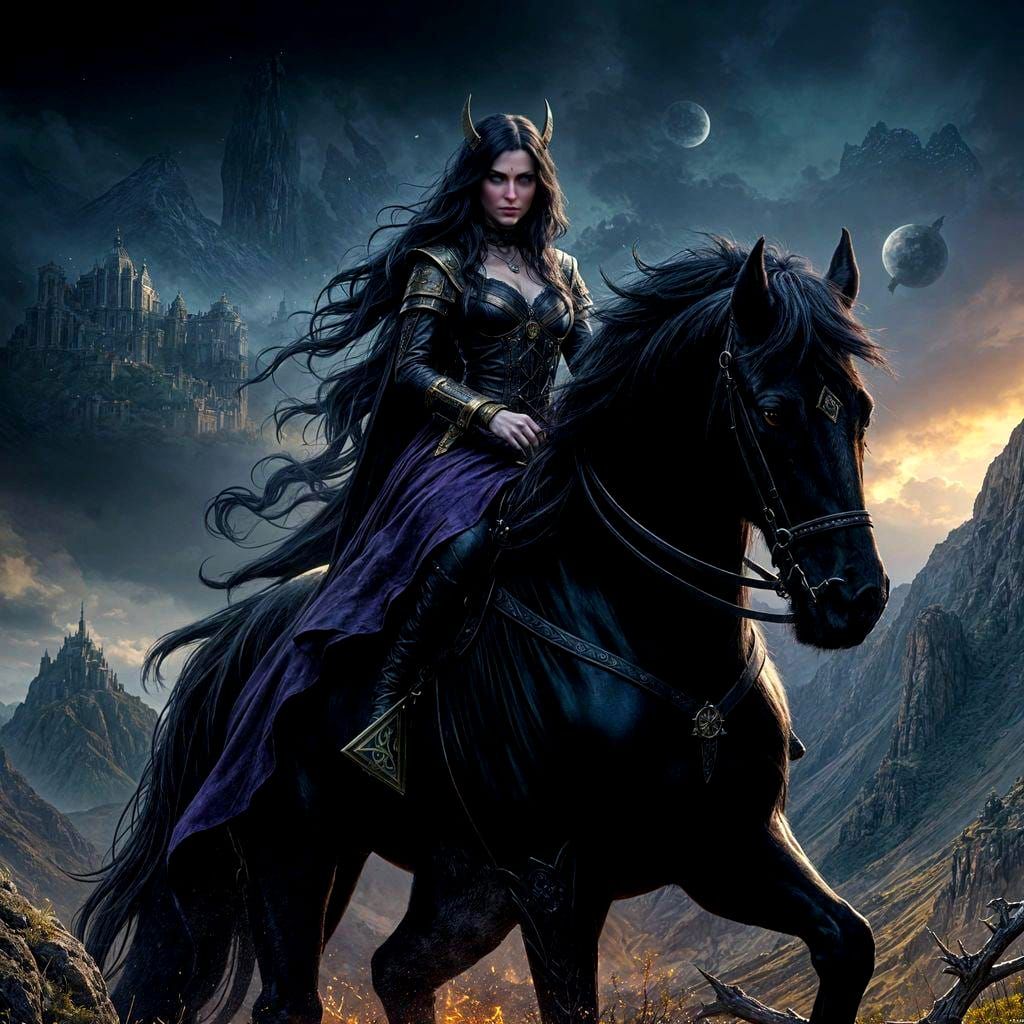 Yennefer the Sorceress on Horseback: Epic Fantasy Art